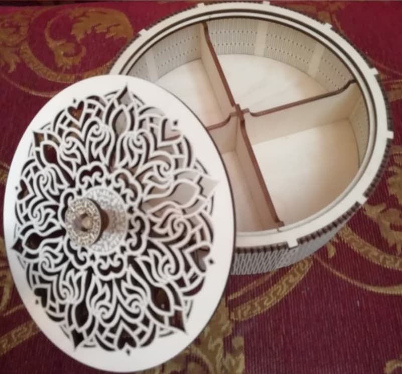 Circular Mandala Storage Box Laser Cut Vector Design