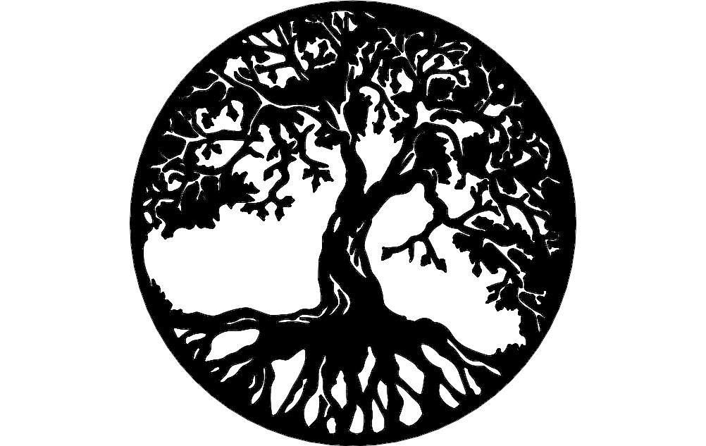 Circular Tree of Life Vector Design for Laser Cutting DXF