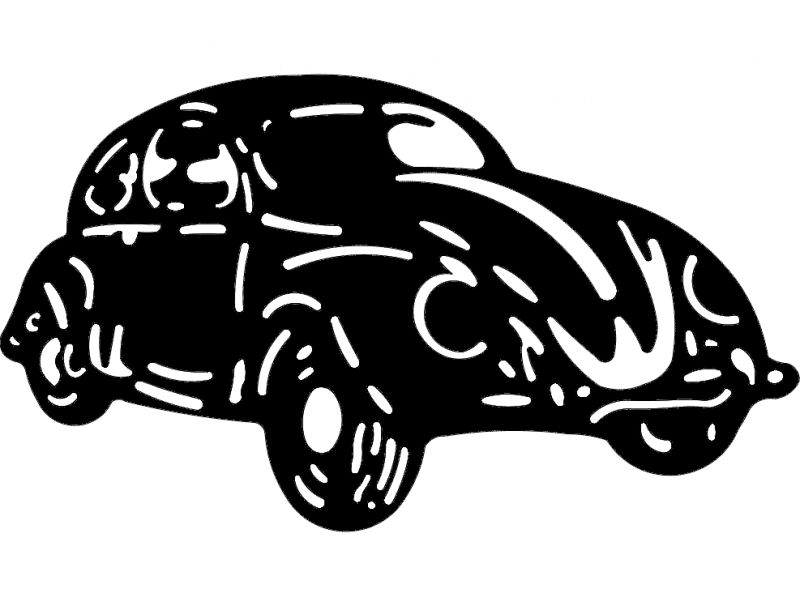 Classic Beetle Car Silhouette Vector Design DXF File