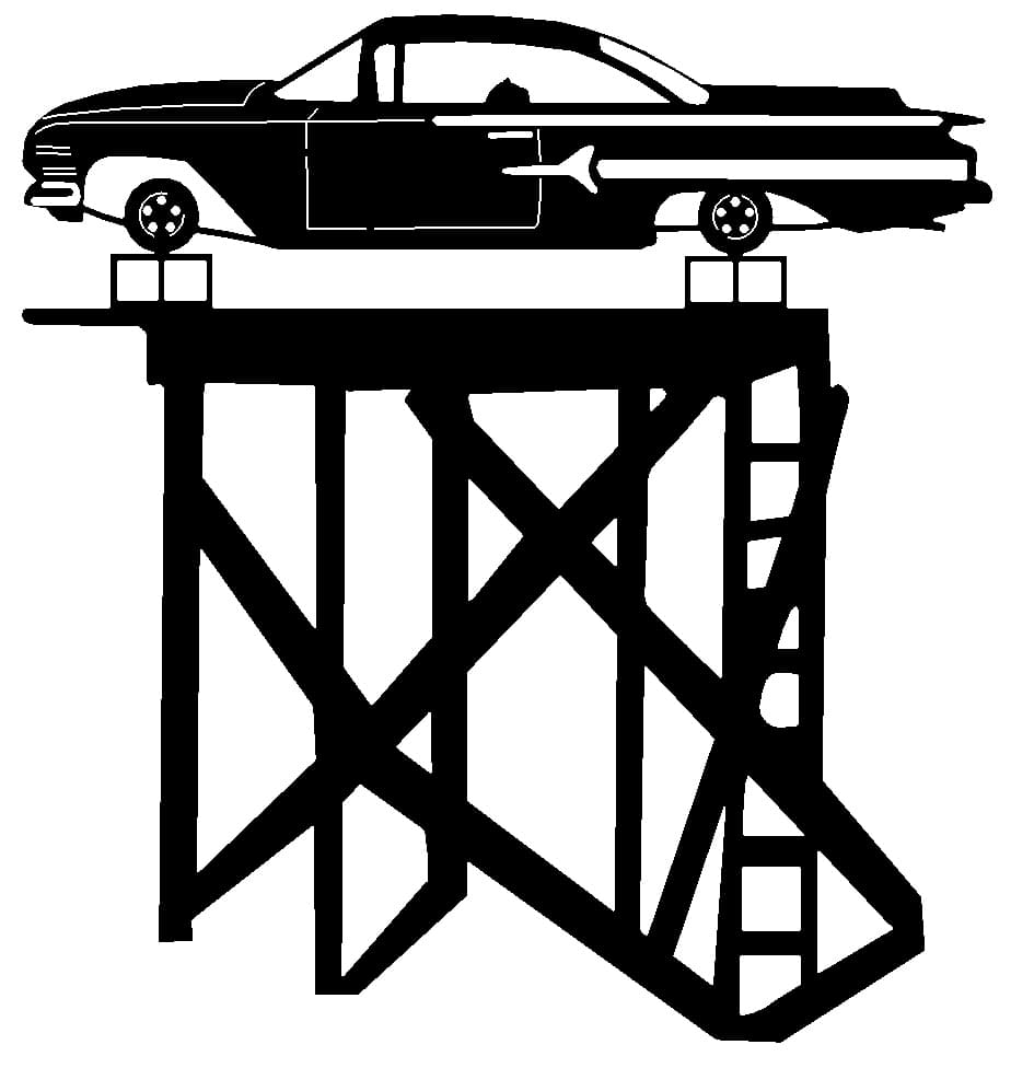 Classic Car on Elevated Hunting Platform DXF Vector Design