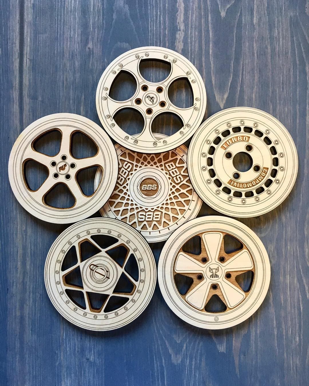 Classic Car Wheel Coasters Laser Cut Vector File