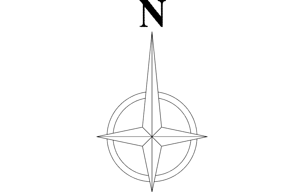 Classic Compass Rose North Arrow Vector DXF File for Laser Cutting