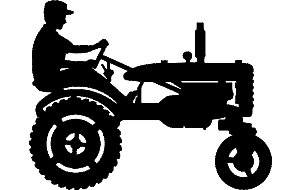 Classic Farm Tractor Silhouette DXF Vector File