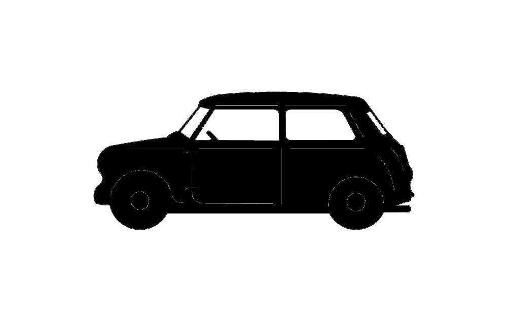 Classic Mini Cooper Silhouette Vector Design for Laser Cutting DXF