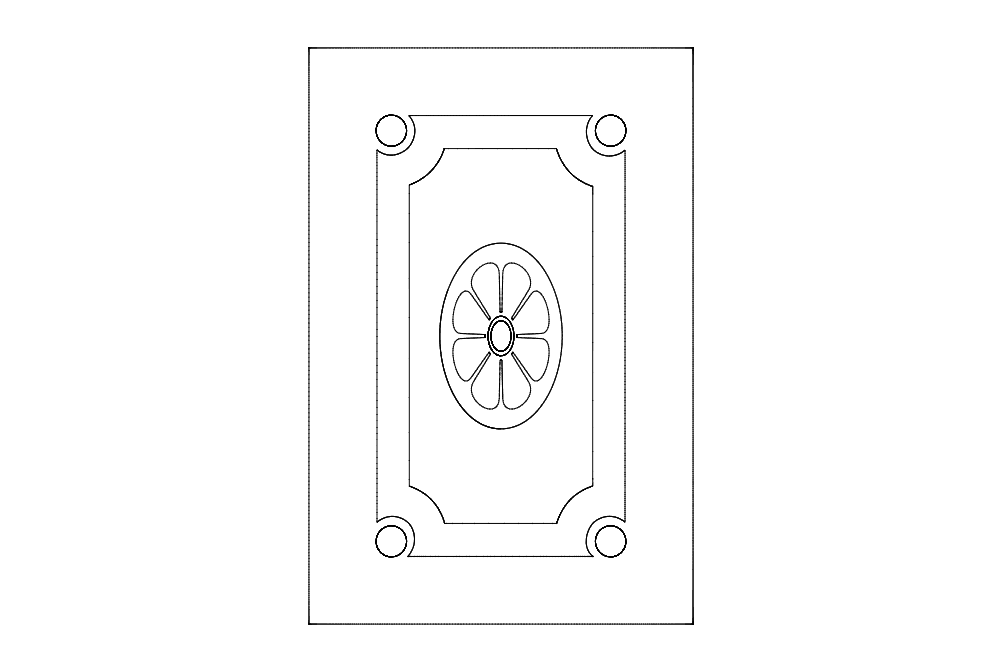 Classic Rectangular Door Panel Vector Design - DXF File