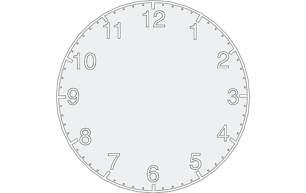 Classic Round Wall Clock Face Vector File for Laser Cutting