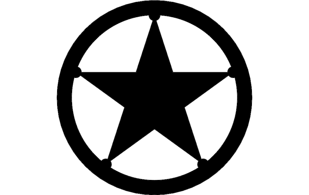 Classic Sheriff Star Badge Vector Design DXF File