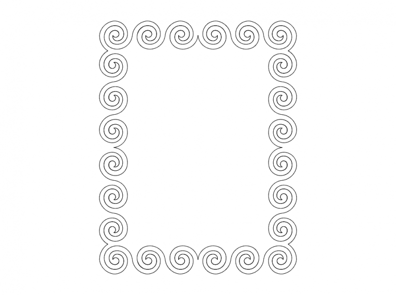 Classic Spiral Pattern Rectangular Frame Vector DXF