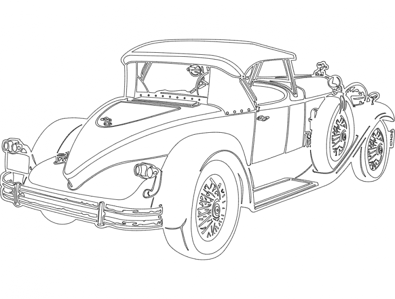 Classic Vintage Car Vector Design for Laser Cutting DXF