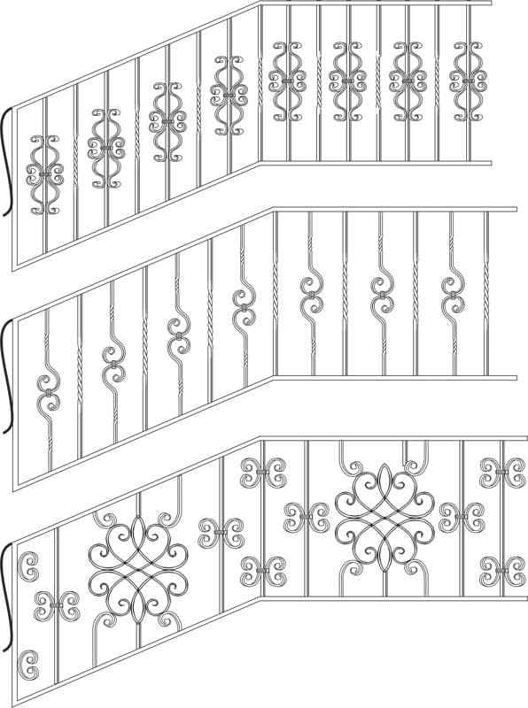 Classic Wrought Iron Stair Railing Designs Vector Files