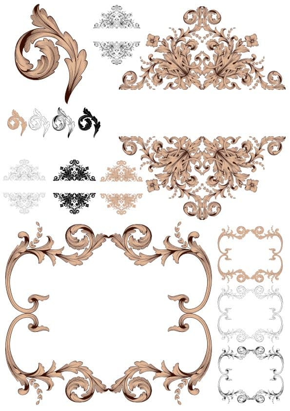 Classical Baroque Ornamental Frames and Borders DXF CDR Vector
