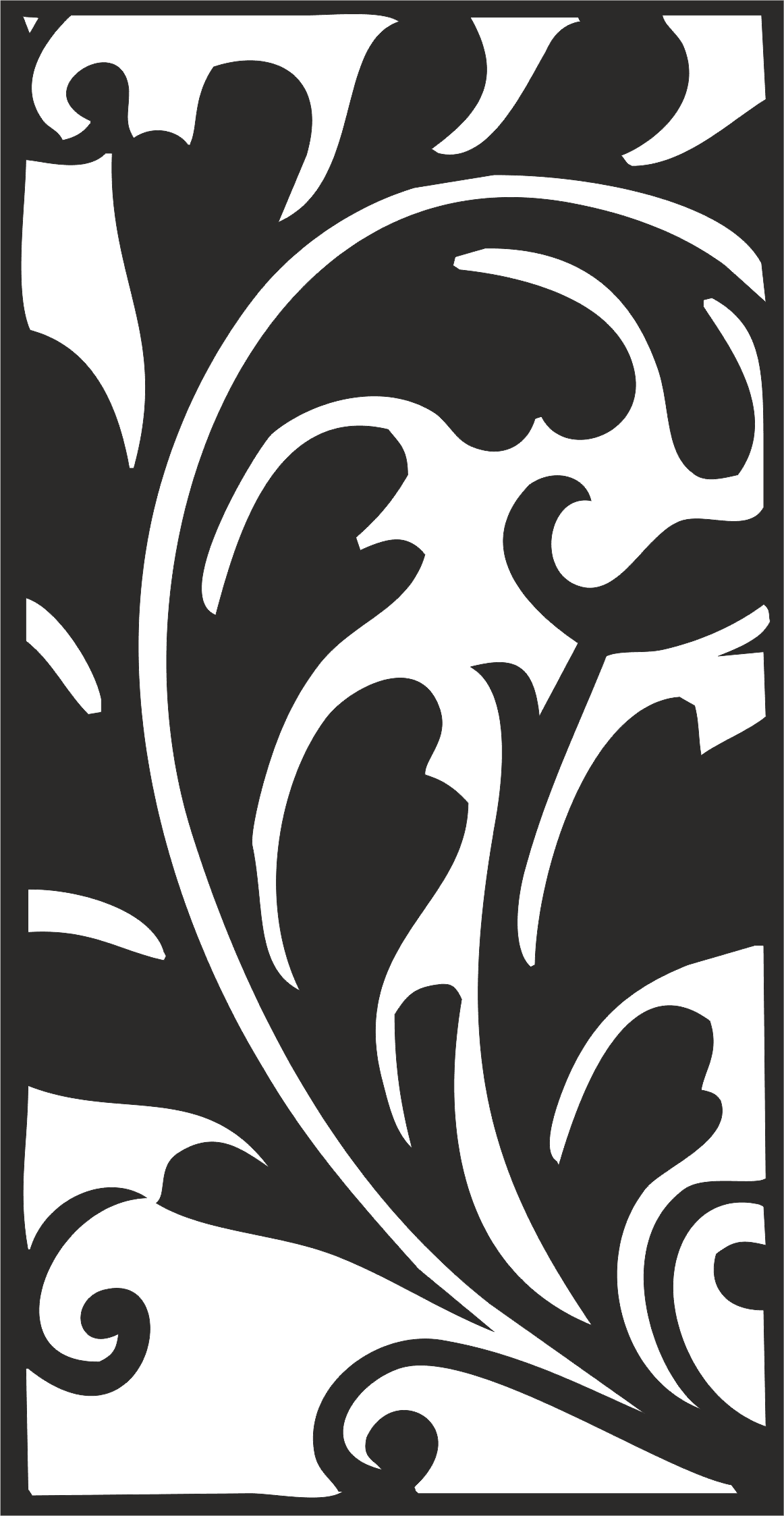 Classical Floral Scroll Panel Vector for Laser Cutting