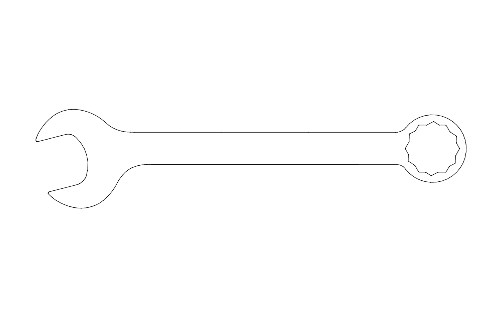 Combination Wrench Vector Outline for Laser Cutting DXF