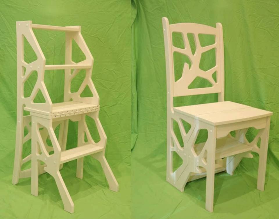 Convertible Step Ladder Chair Vector DXF File for CNC