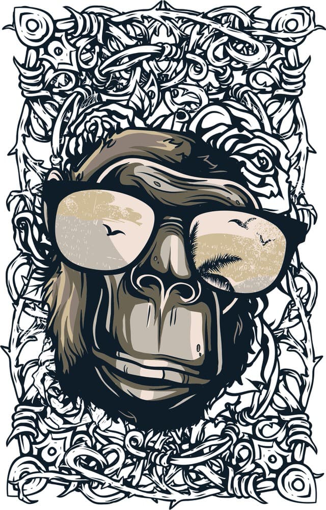 Cool Gorilla with Sunglasses Vector Graphic for Laser Cutting