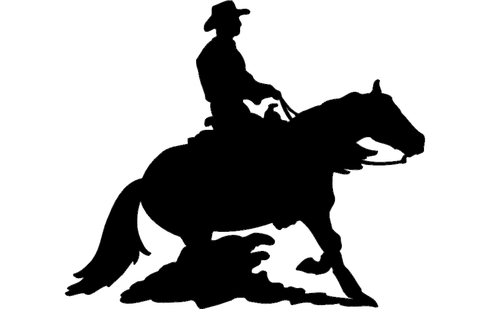 Cowboy Riding Horse Silhouette Vector for Laser Cutting DXF