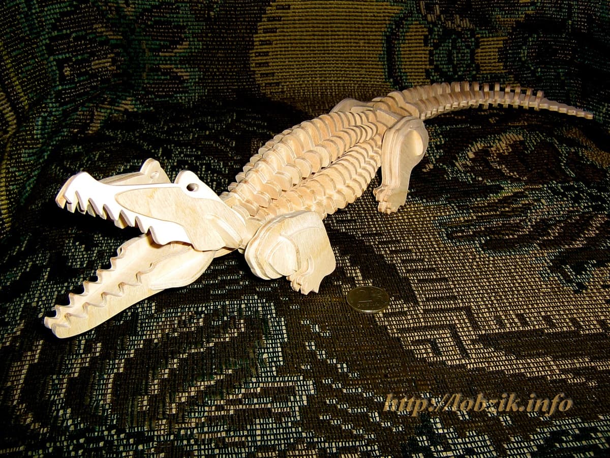 Crocodile 3D Wooden Puzzle - Laser Cut Vector File