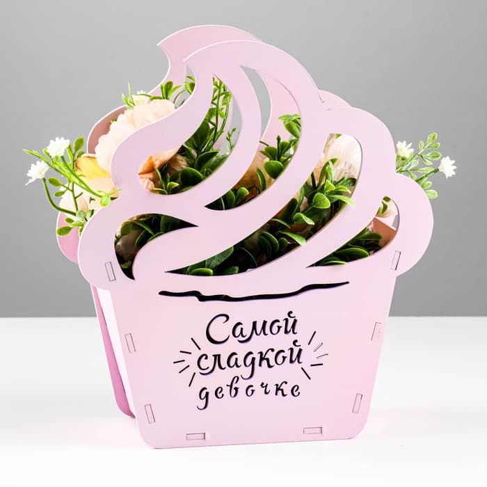 Cupcake Flower Box Laser Cut Vector Plan