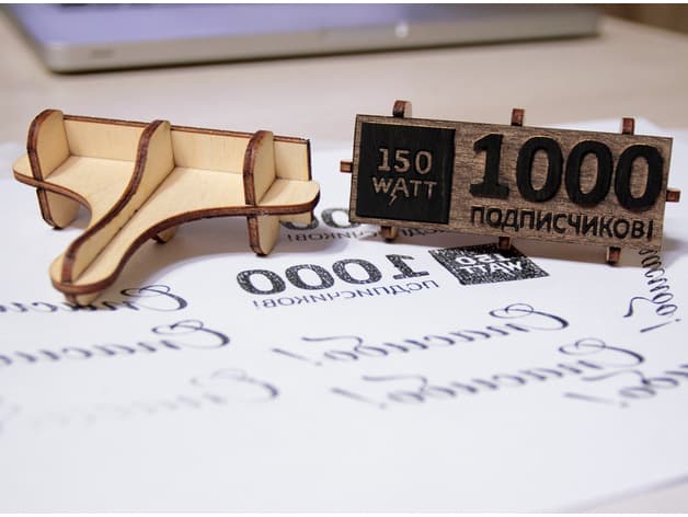 Custom 1000 Milestone Desk Plaque 3D Vector Design