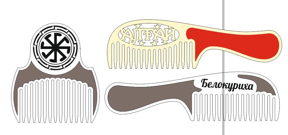 Custom Decorative Wooden Combs Laser Cut File Vector