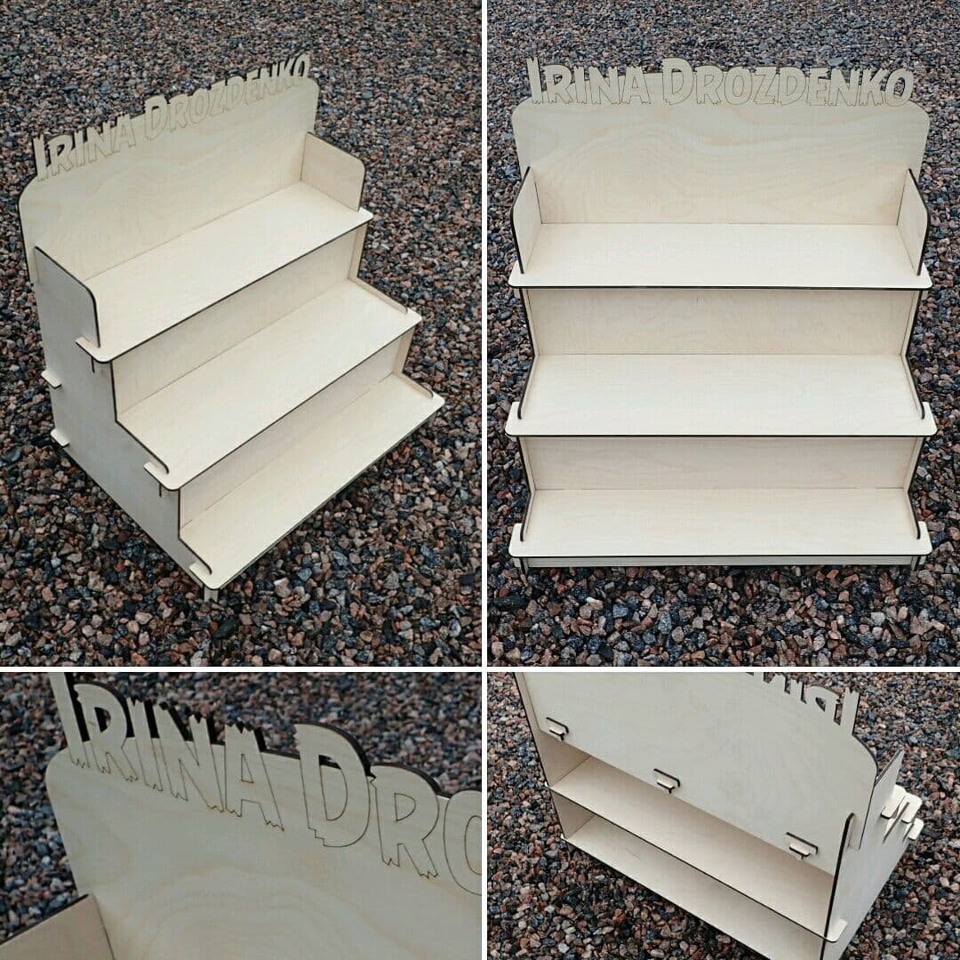 Customizable 3-Tier Display Shelf Vector File for Laser Cutting