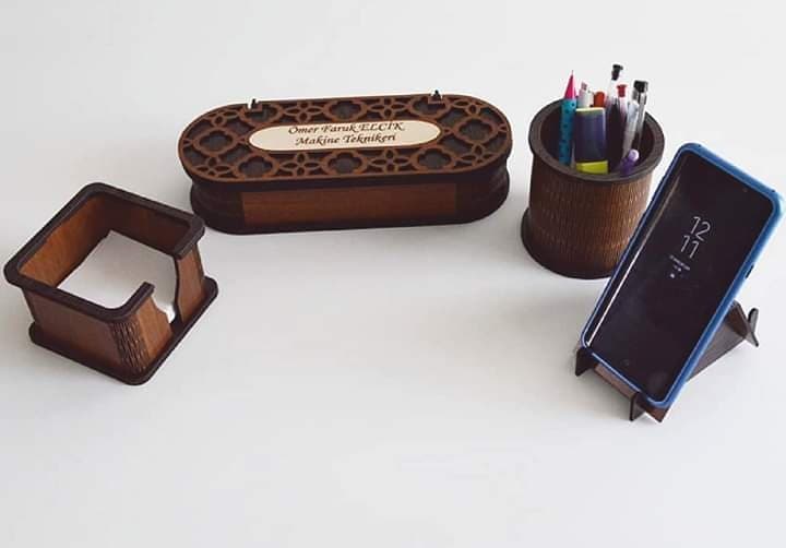 Customizable Desk Organizer Set - Laser Cut Vector DXF File