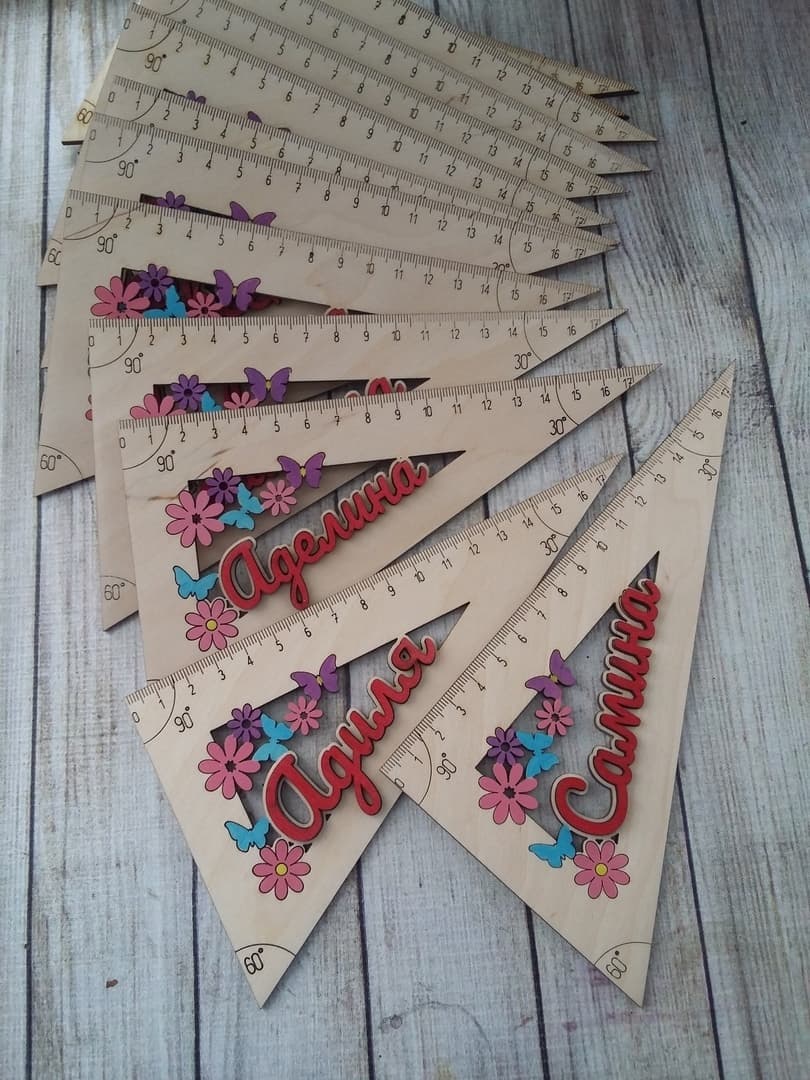 Customizable Triangle Ruler Vector File for Laser Cutting