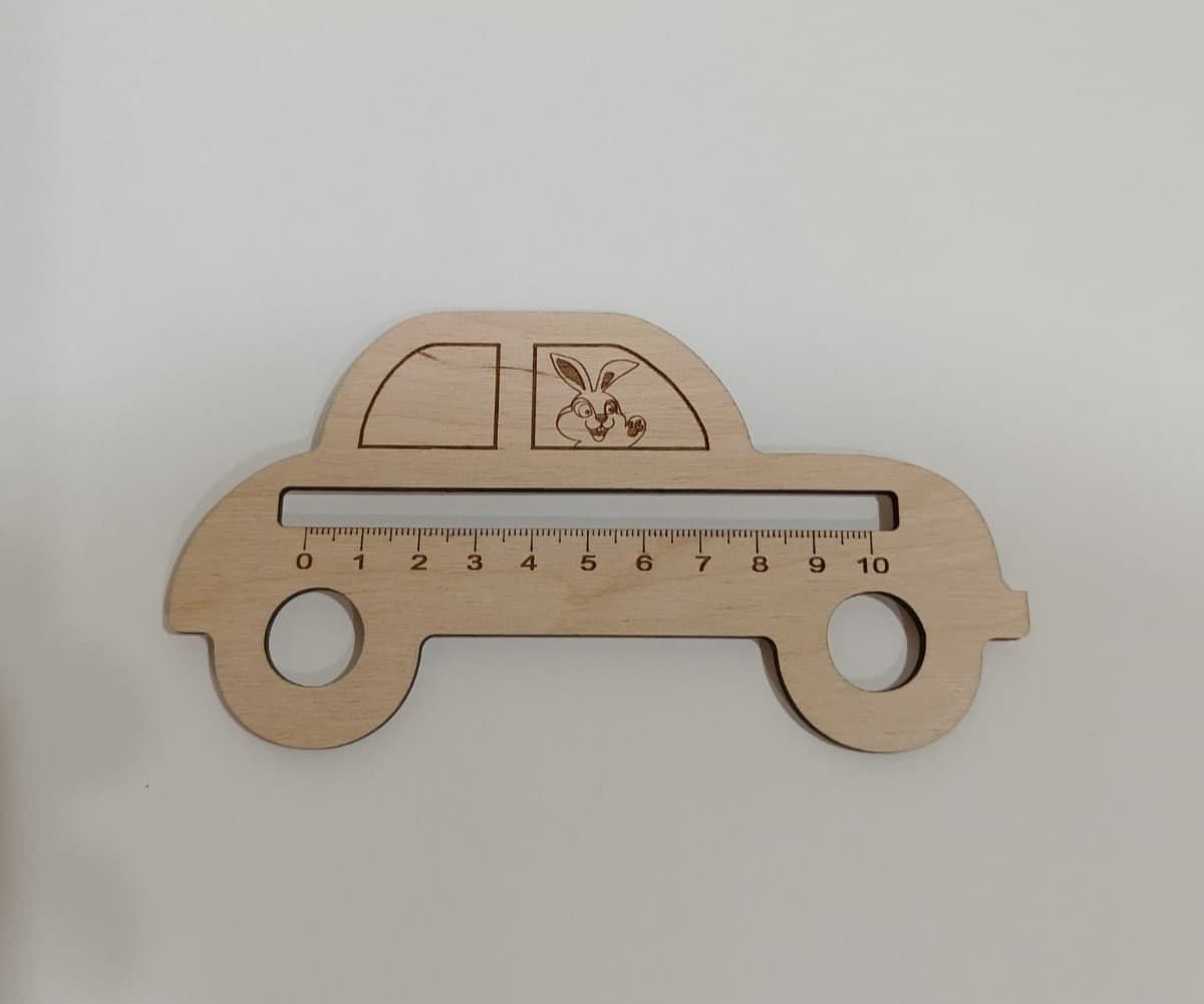 Cute Car Shape Ruler Laser Cut Template Vector File