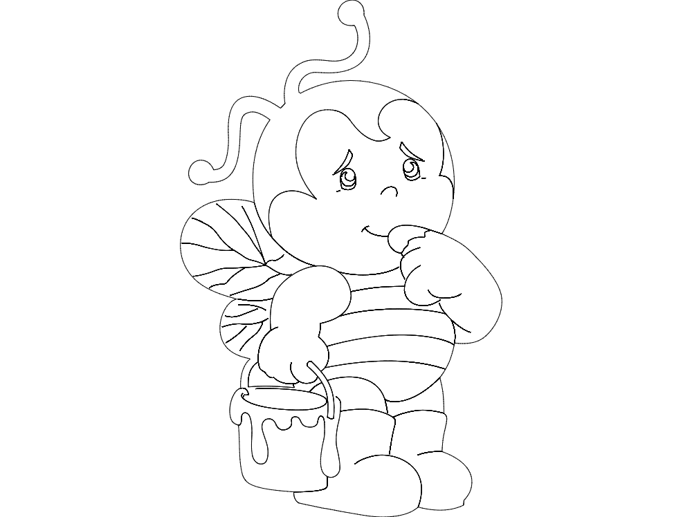 Cute Cartoon Bee with Honey Pot Vector Laser Cut File