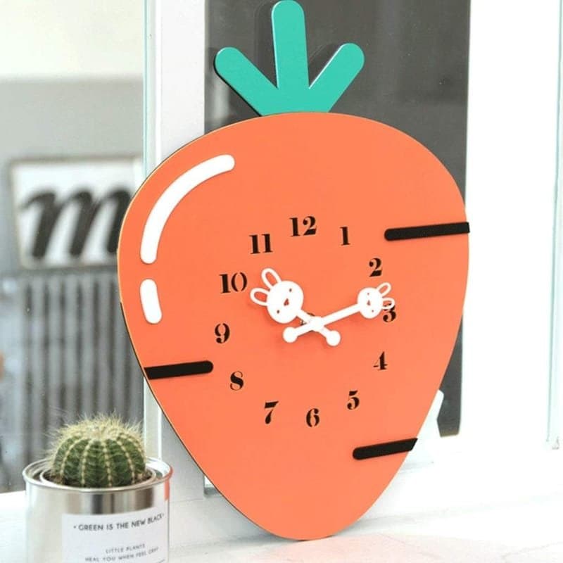 Cute Cartoon Carrot Wall Clock Vector File for Laser Cutting