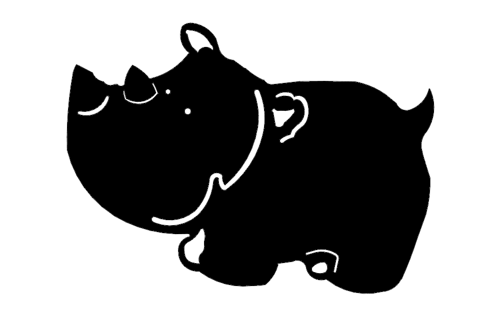 Cute Cartoon Rhino Vector Silhouette for Laser Cutting DXF