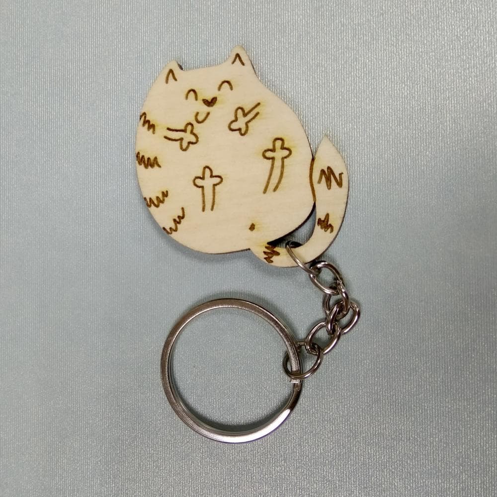 Cute Cat Keychain Vector File for Laser Cutting
