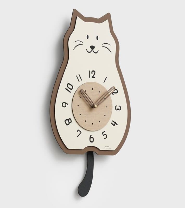 Cute Cat Pendulum Wall Clock Laser Cut Vector Design