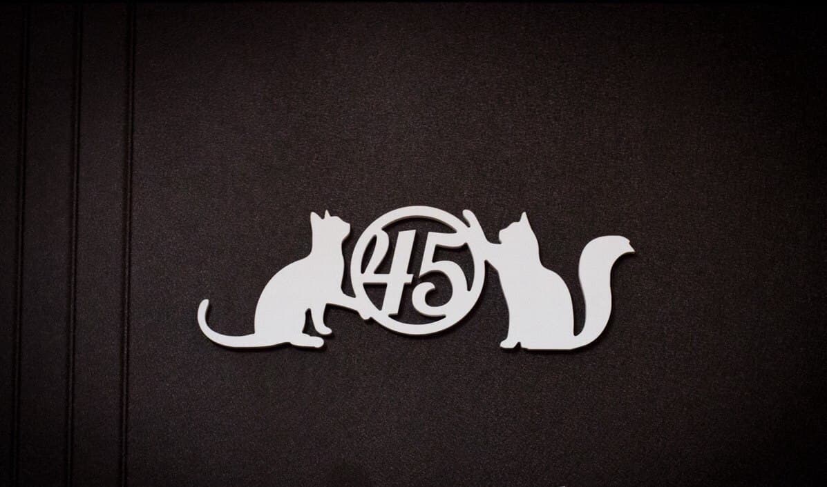 Cute Cats with Number 45 Door Sign Vector File