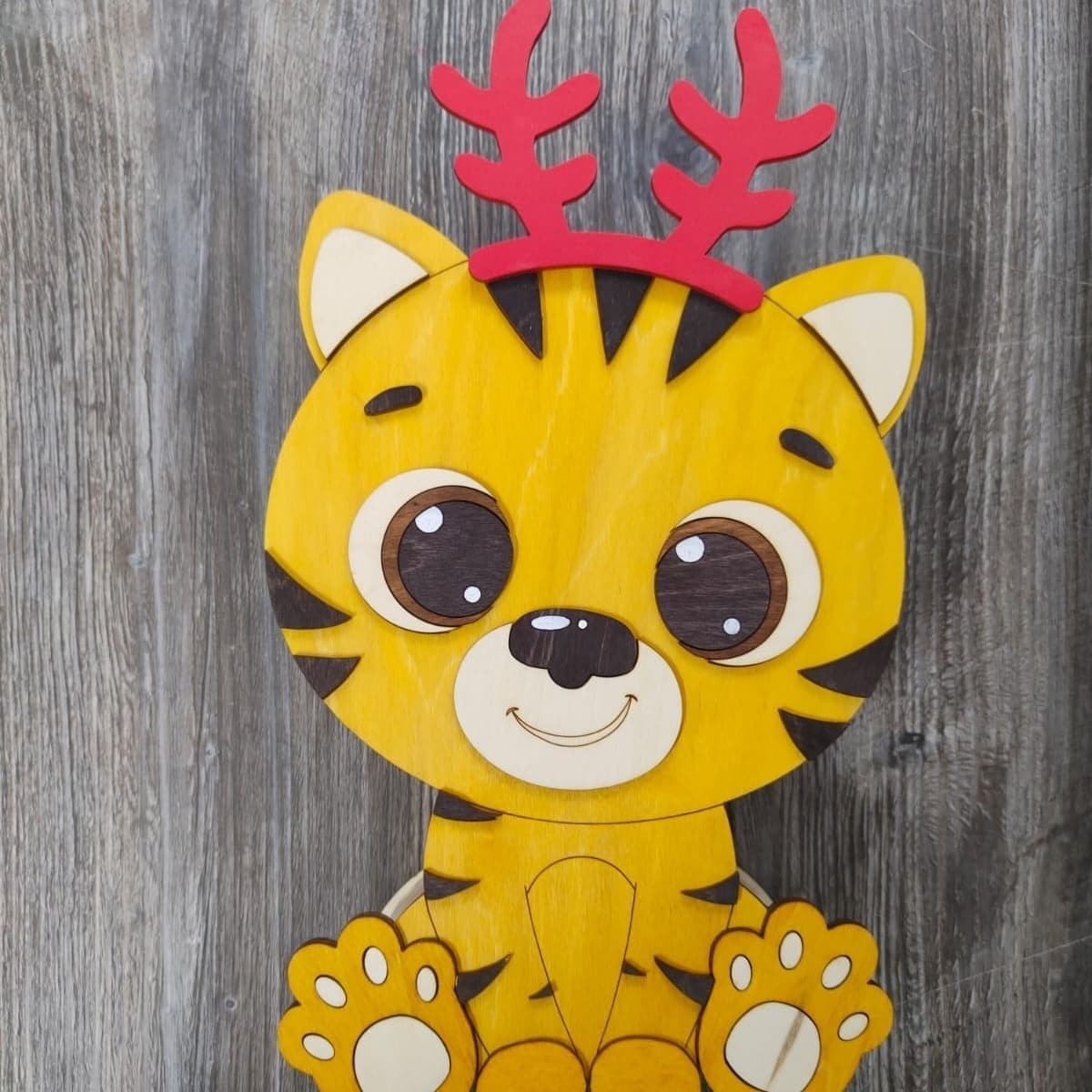 Cute Christmas Tiger Laser Cut Vector Design