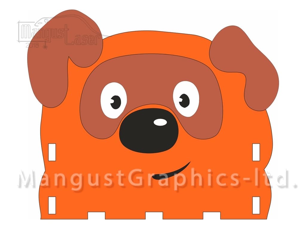 Cute Dog Desk Organizer 3D Puzzle Laser Cut Vector File