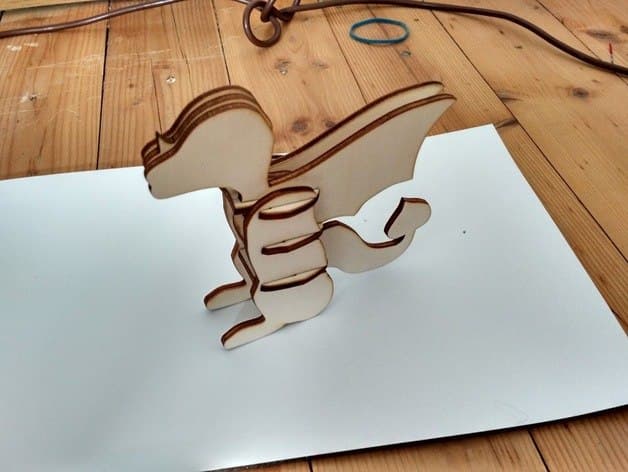 Cute Dragon 3D Puzzle Laser Cut Vector DXF File