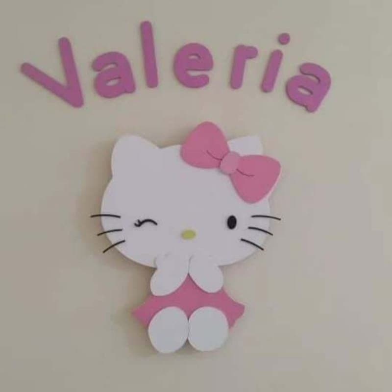 Cute Hello Kitty Wall Decor with Name Sign Vector Files