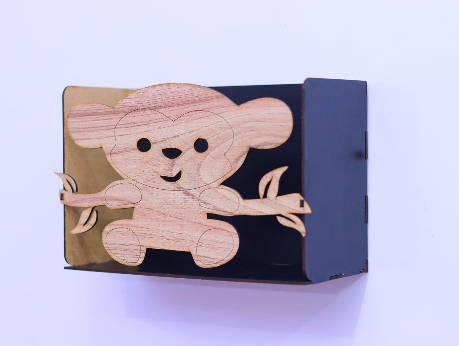 Cute Monkey Wall Shelf Vector Design for Laser Cutting