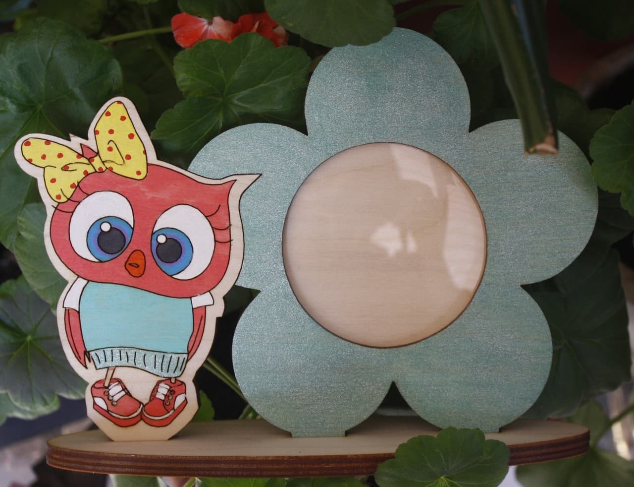 Cute Owl Flower Photo Frame Laser Cut Vector File