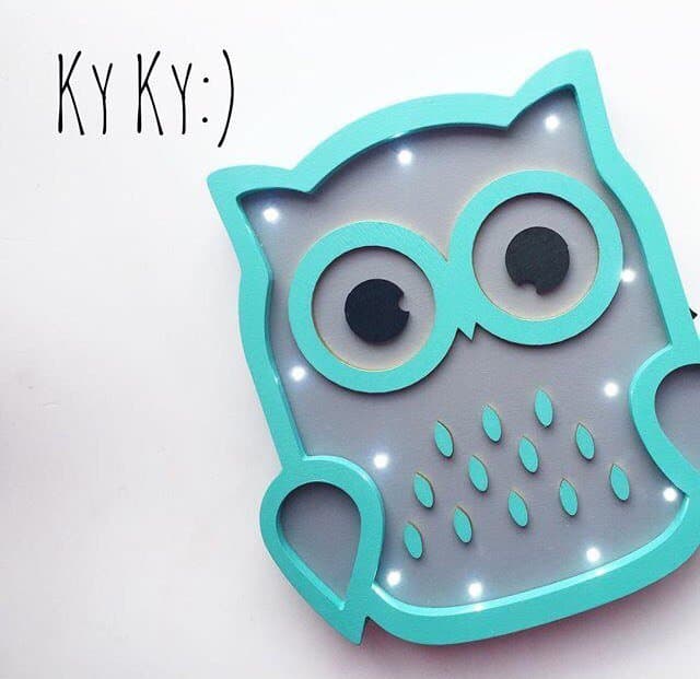 Cute Owl LED Wall Lamp Laser Cut Vector File