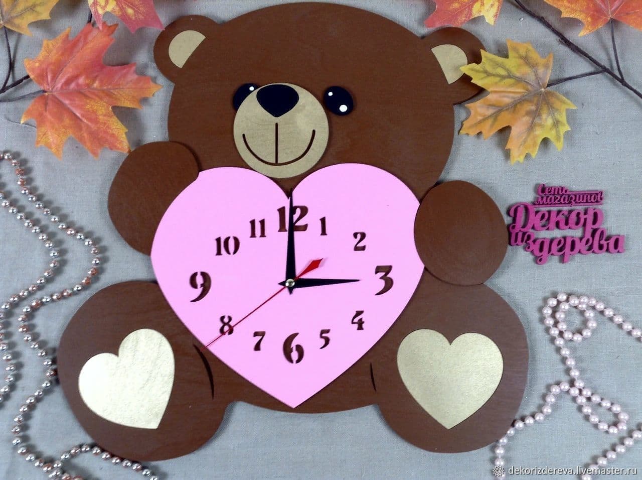 Cute Teddy Bear Wall Clock Vector Design for Laser Cutting