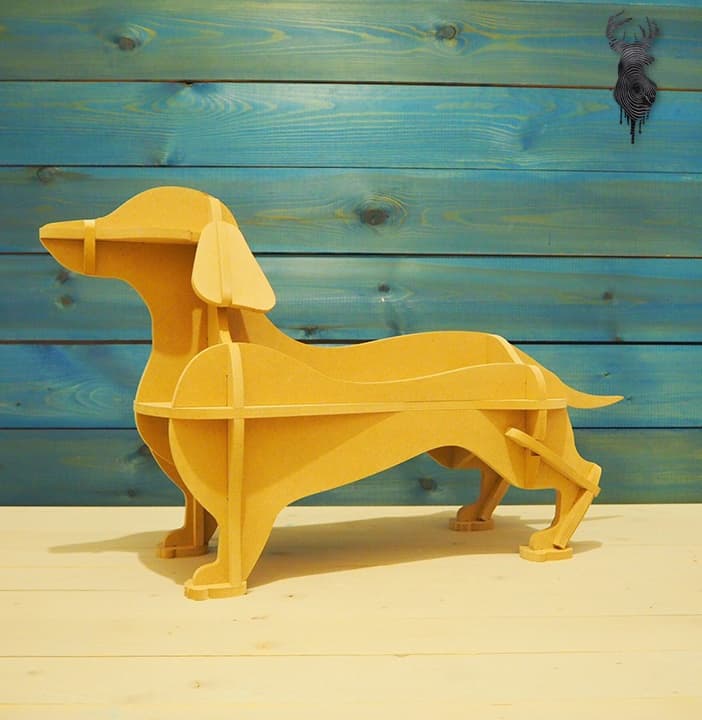 Dachshund 3D Puzzle Bookshelf Laser Cut Vector File