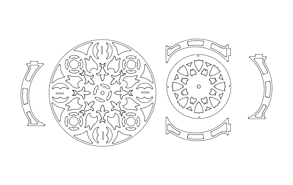 Decorative 3D Round Side Table DXF Vector File
