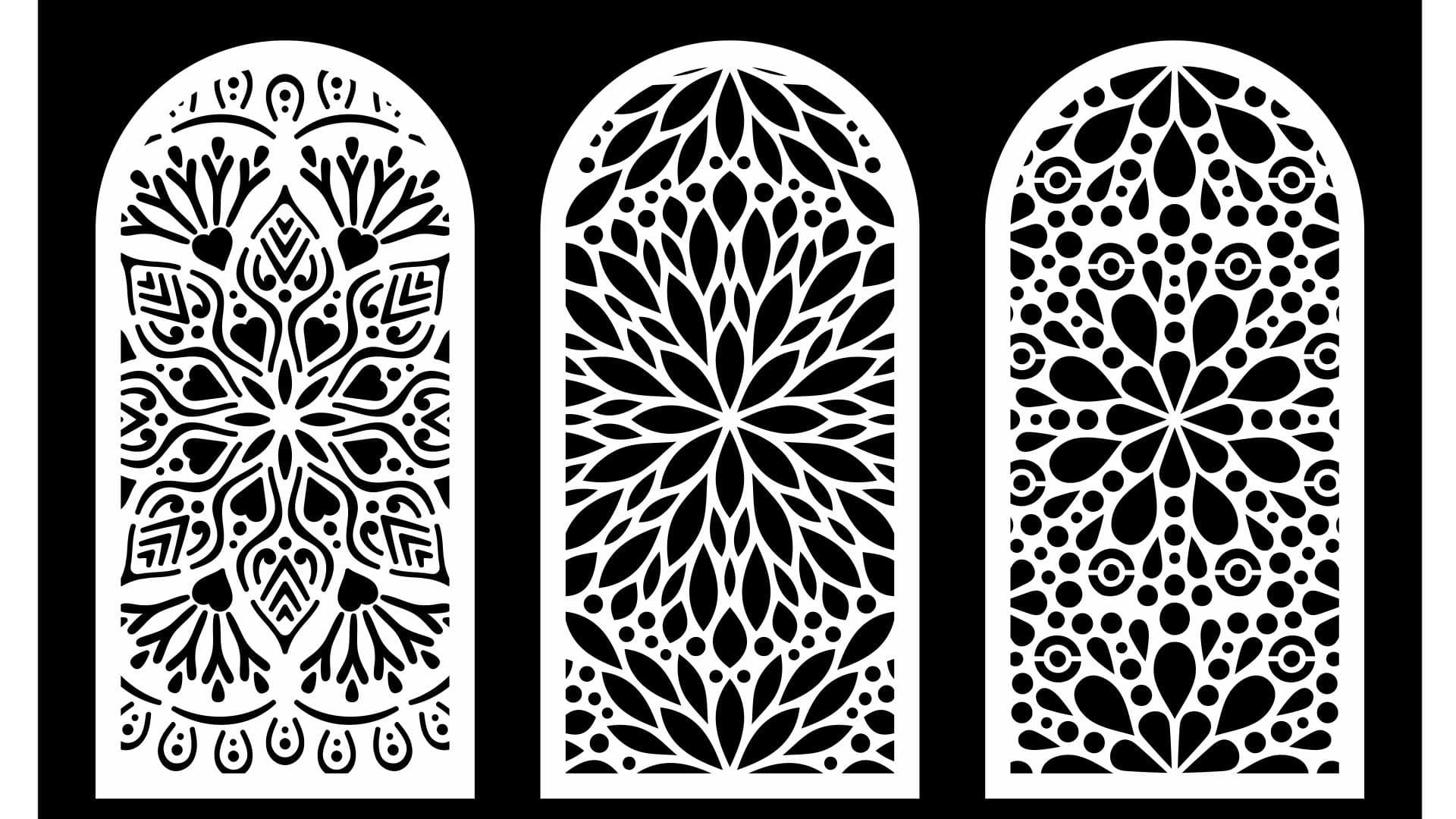 Decorative Arched Screen Panels DXF Vector Set for Laser Cutting