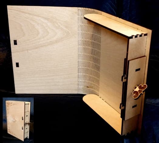 Decorative Book-Shaped Storage Box Laser Cut File SVG