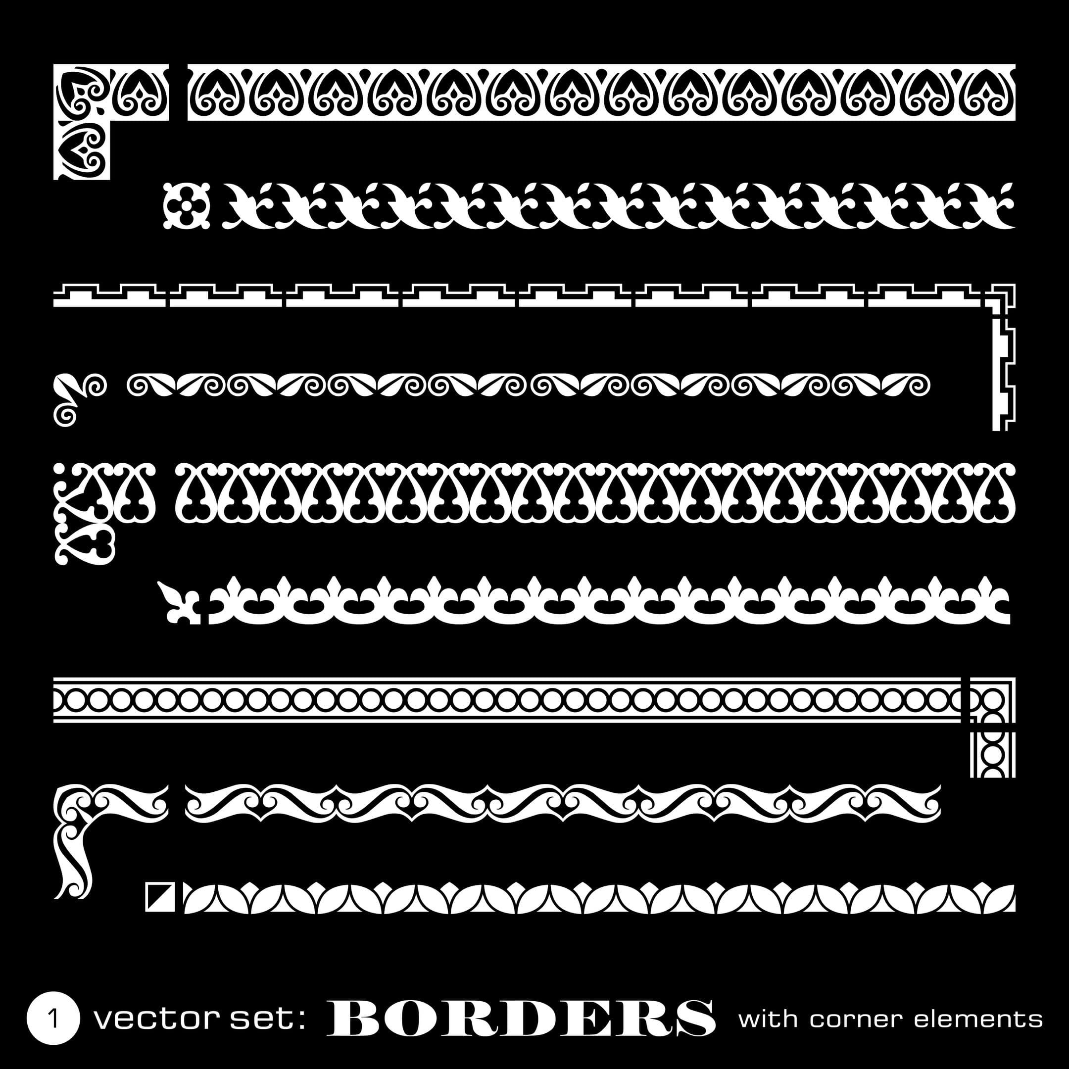 Decorative Borders with Corner Elements Vector Set