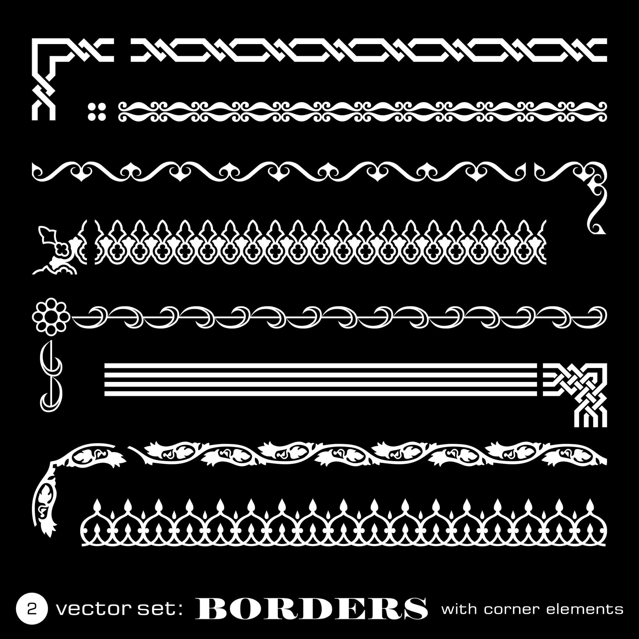 Decorative Borders with Corner Elements Vector Set