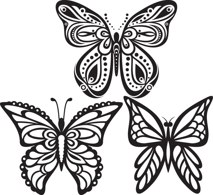 Decorative Butterfly Trio Laser Cut Vector Files