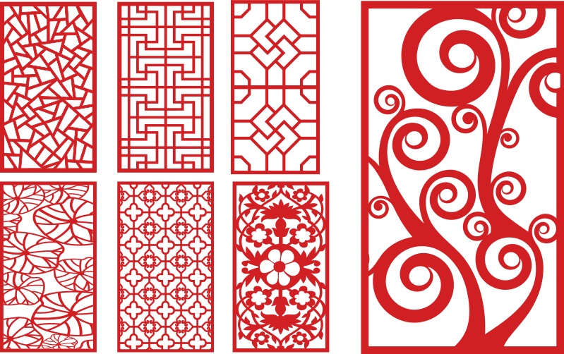 Decorative CNC Laser Cut Screen Panels Collection Vector